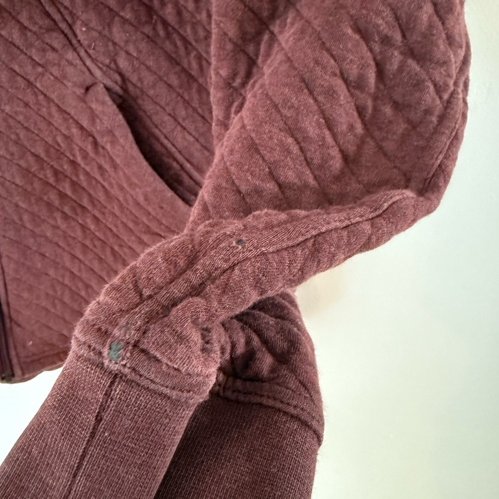 Patagonia Organic Cotton Quilted Hoody Burgundy Zip-Up Jacket Size Small - Picture 8 of 8
